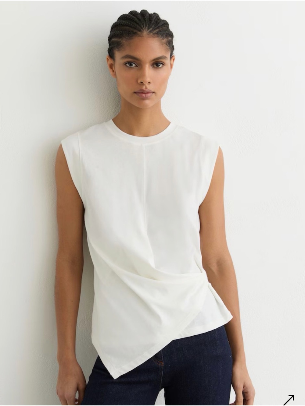 NWOT! Reiss White Asymmetrical Hem Sleeveless Top in Cotton